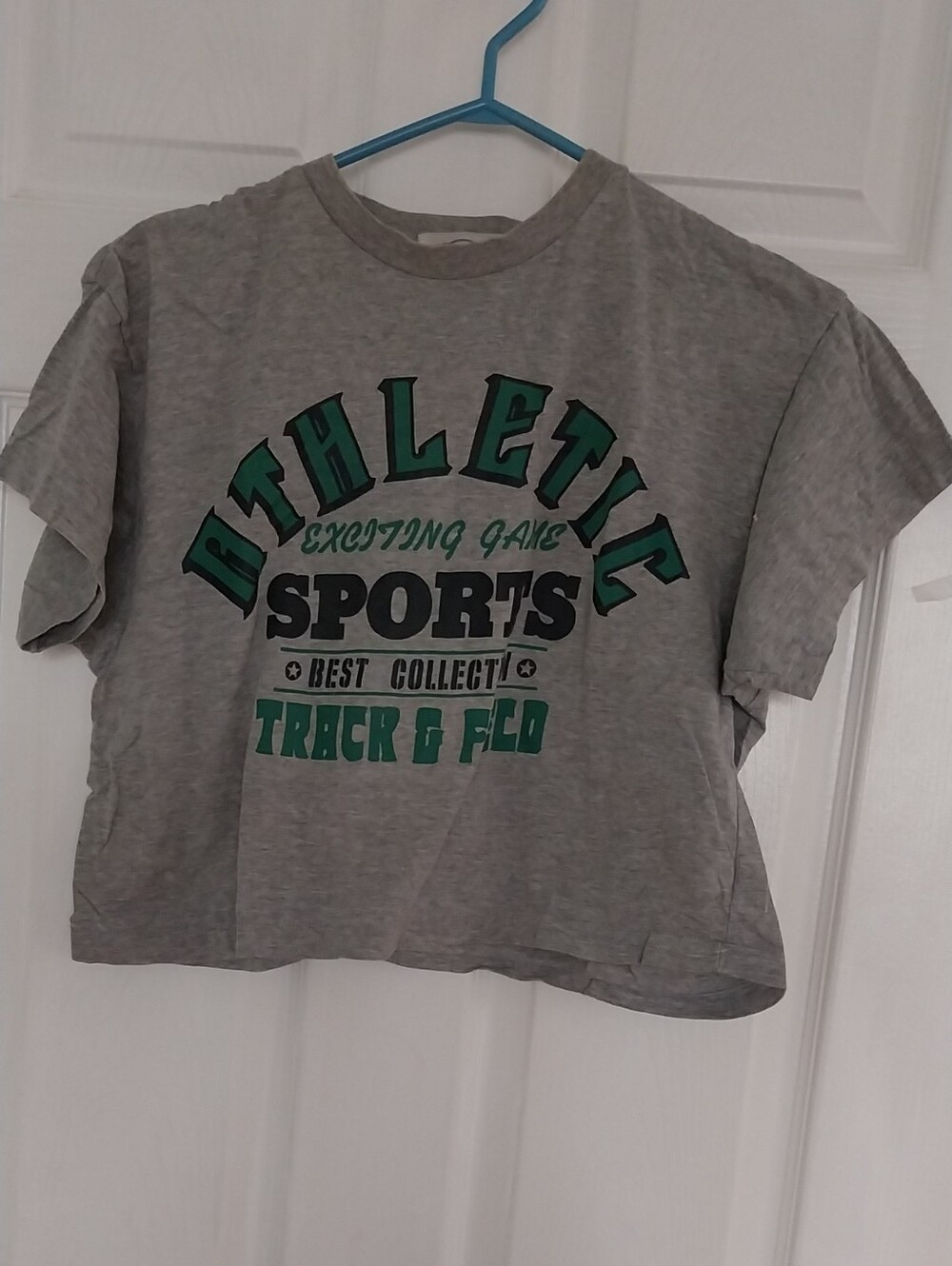 Athletic Grey T-Shirt with Green Sports Print